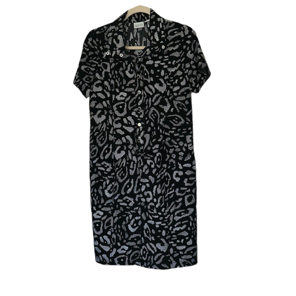 Chicos Sheath Dress pockets black white psychedelic animal print size .5 or sz 6